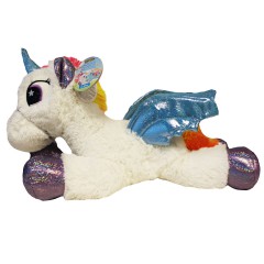 Unicorn knuffel liggend 44cm wit